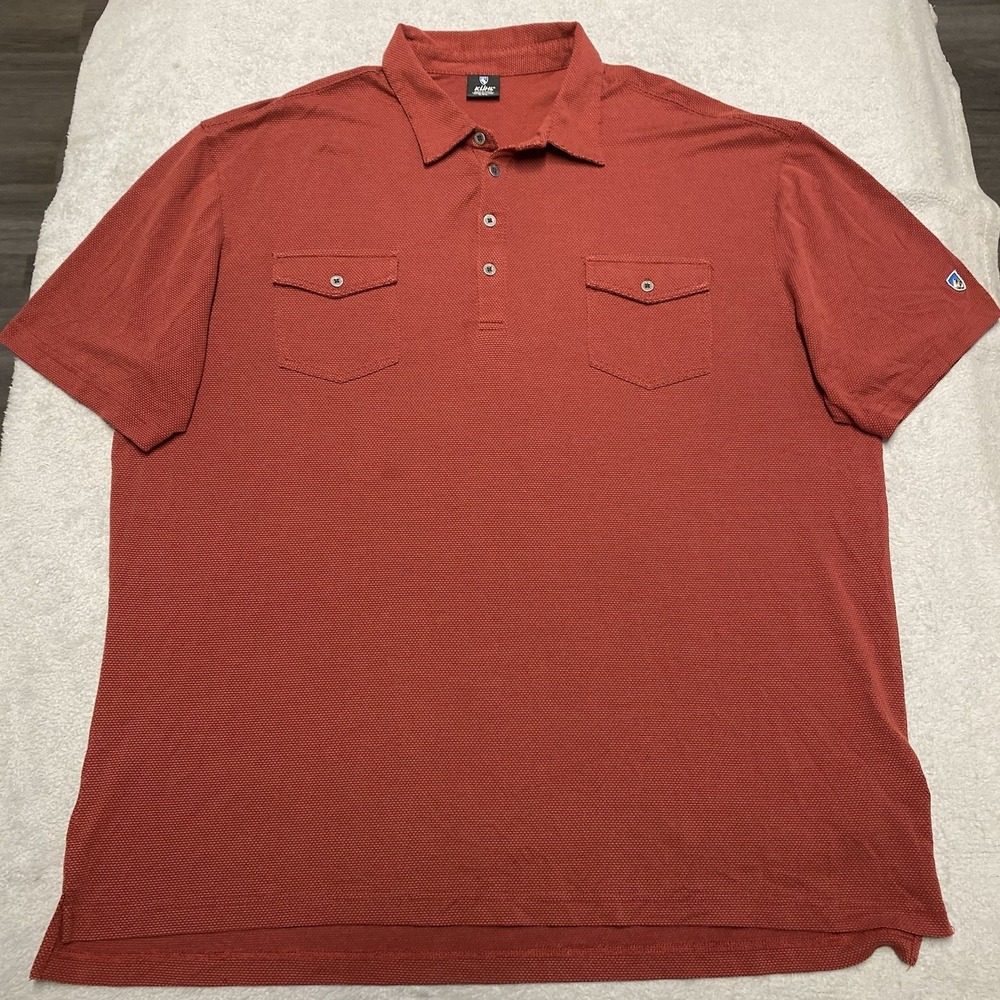 Kuhl Icelandr Polo Shirt Mens XXL Performance Outdoors Stretch Short Sleeve Read